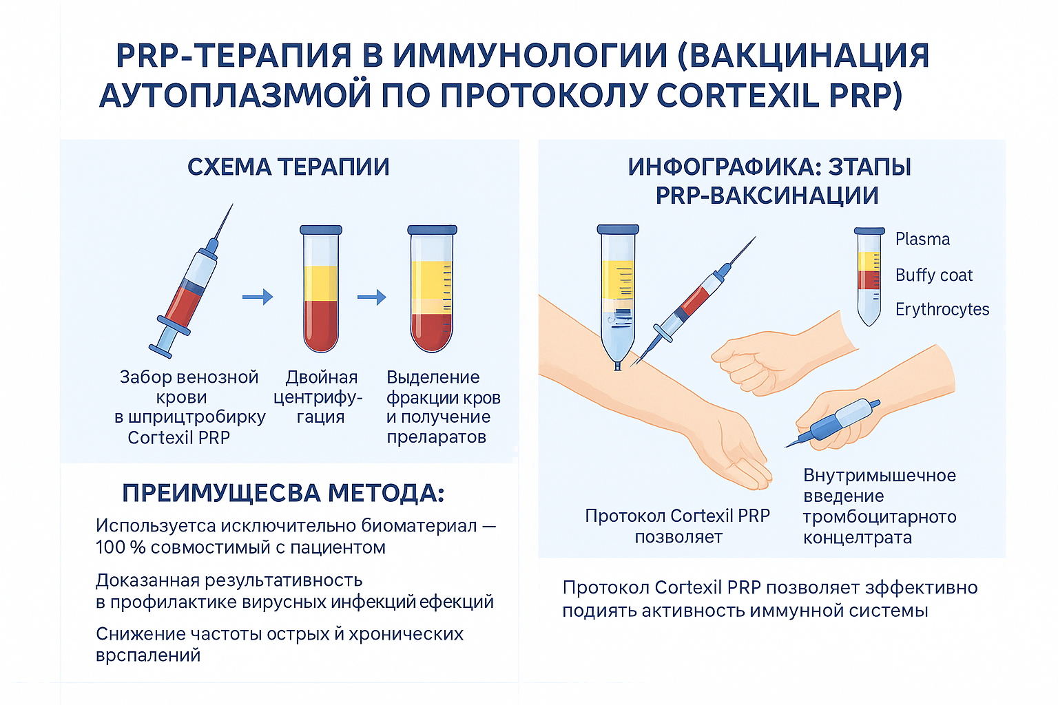 Схема PRP вакцинации аутоплазмой