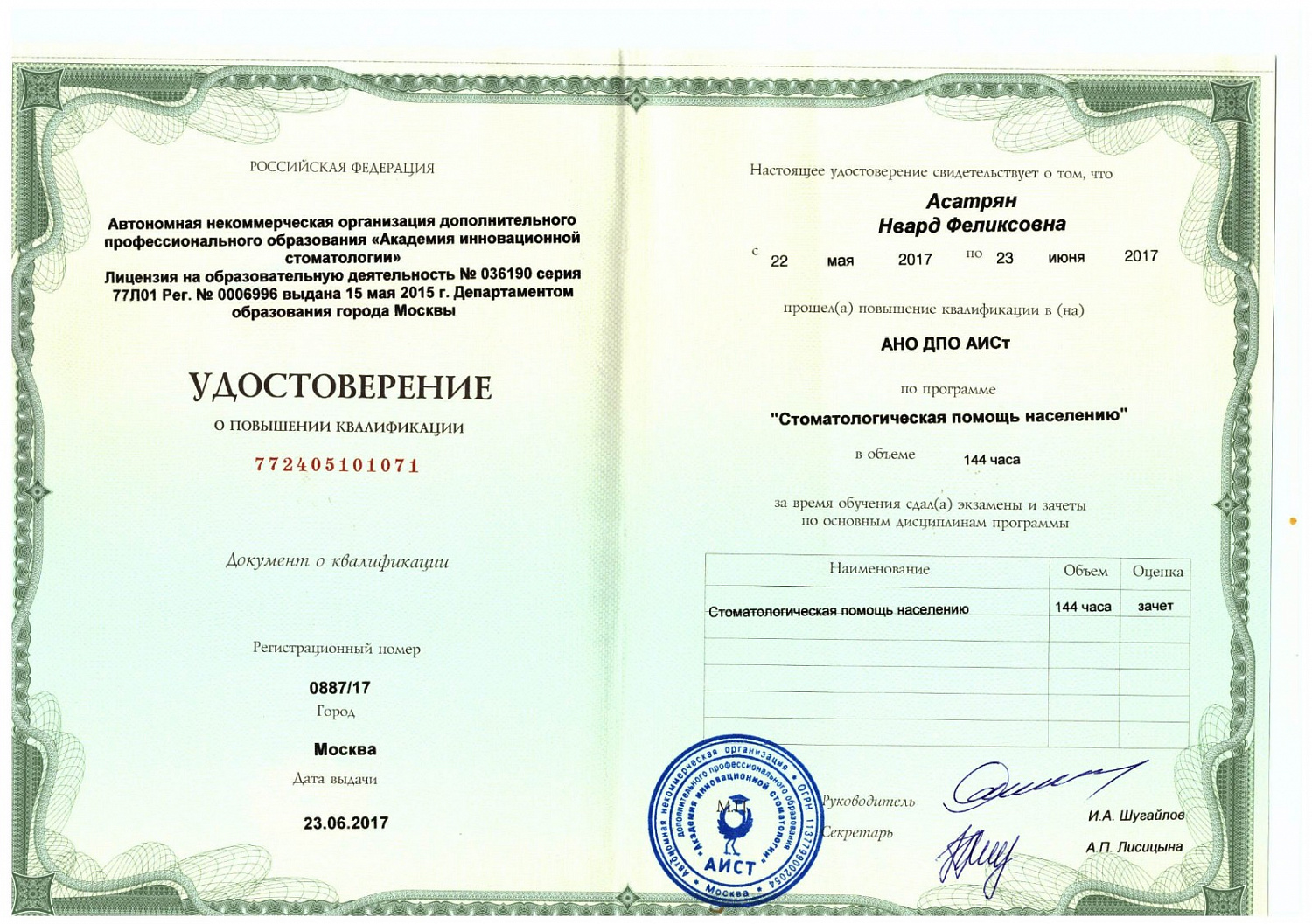 Асатрян Нвард Феликсовна