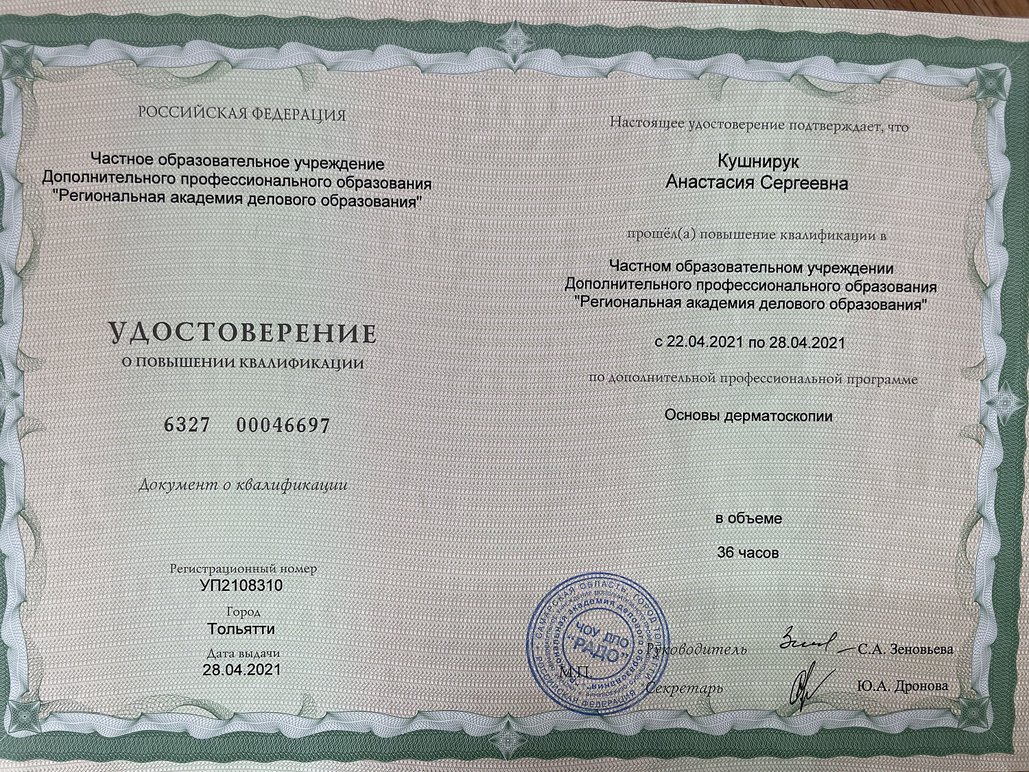 Кушнирук Анастасия Сергеевна